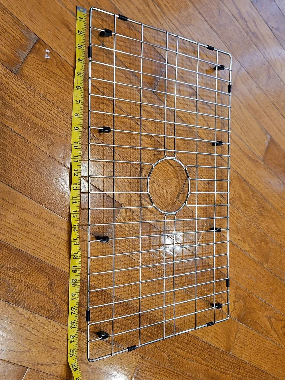 Stainless Steel Sink Grid with Center Drain Access - Silver